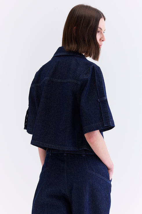 CAMISA M/C FAIXAS AZUL ESCURO